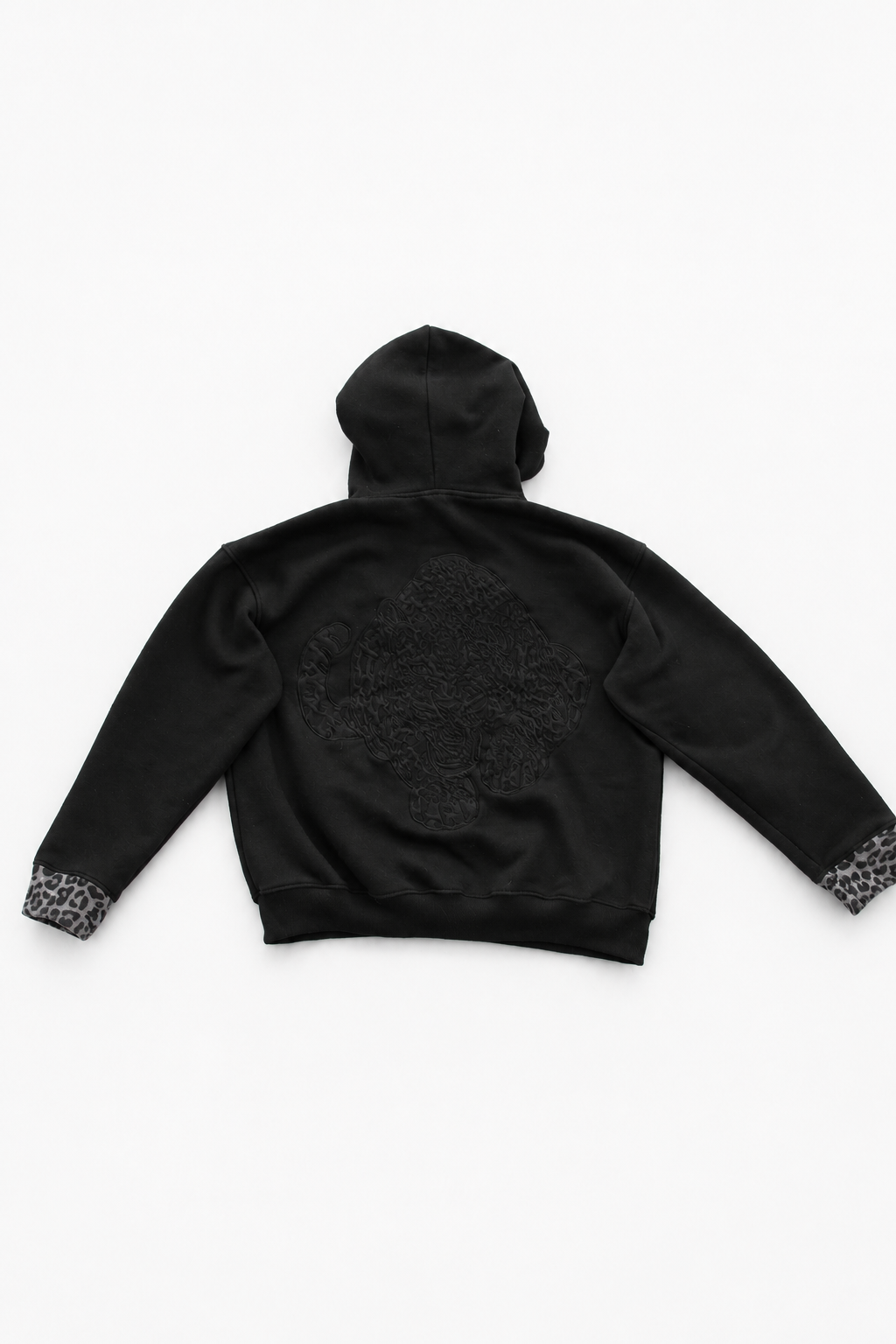 VYNL COLLECTIVE BLACK LEOPARD PRINT HOODIE