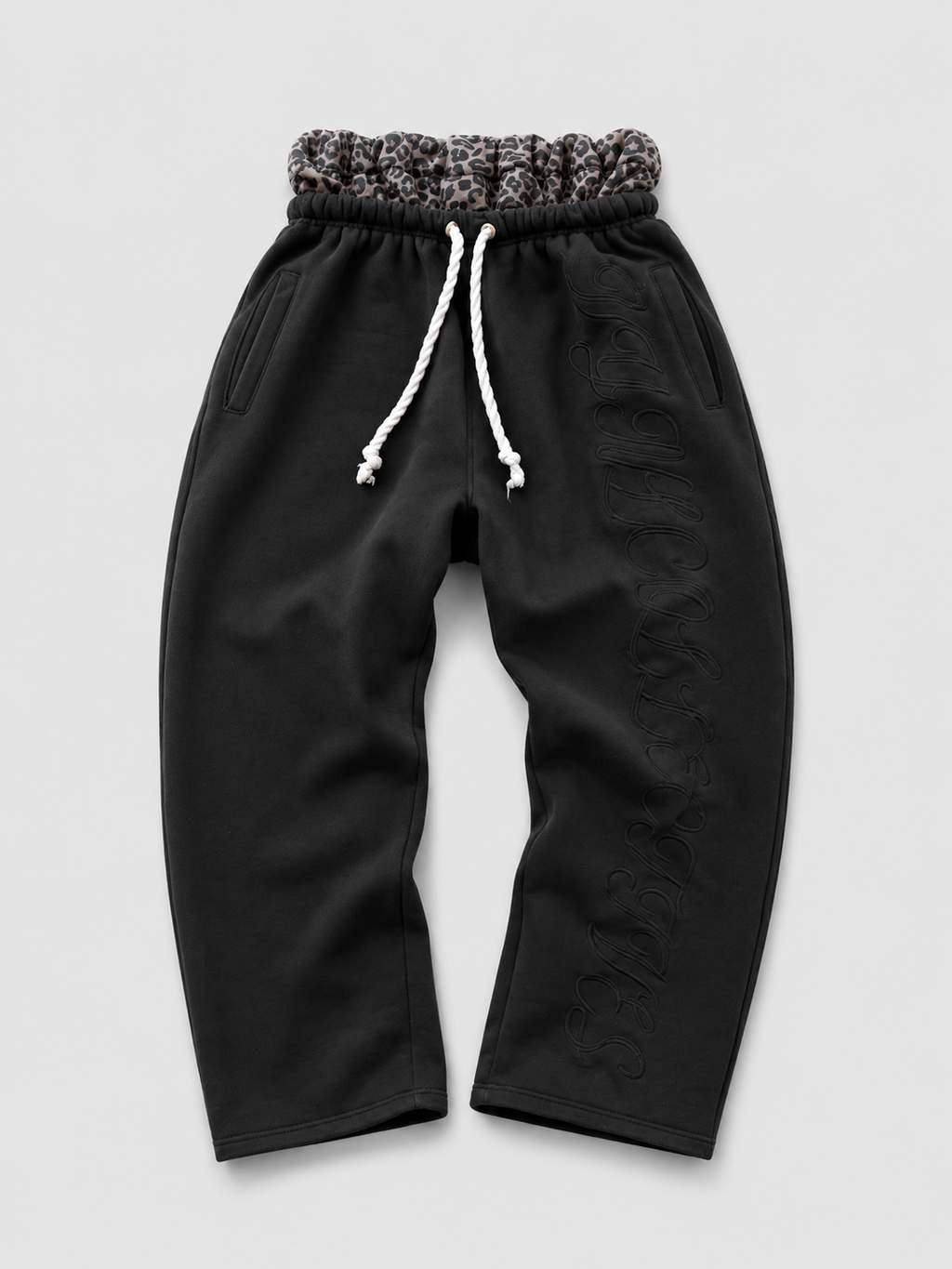 VYNL COLLECTIVE- BLACK DOUBLE WAISTED TRACKPANTS