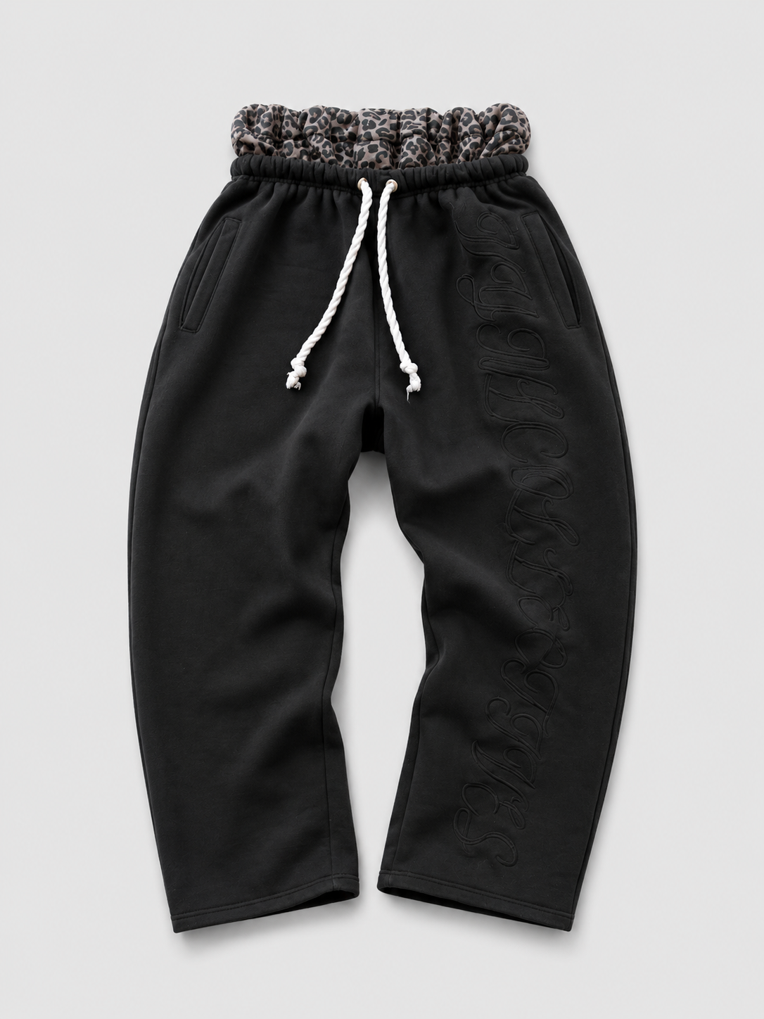 VYNL COLLECTIVE- BLACK DOUBLE WAISTED TRACKPANTS