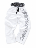 VYNL COLLECTIVE- WHITE DOUBLE WAISTED TRACKPANTS