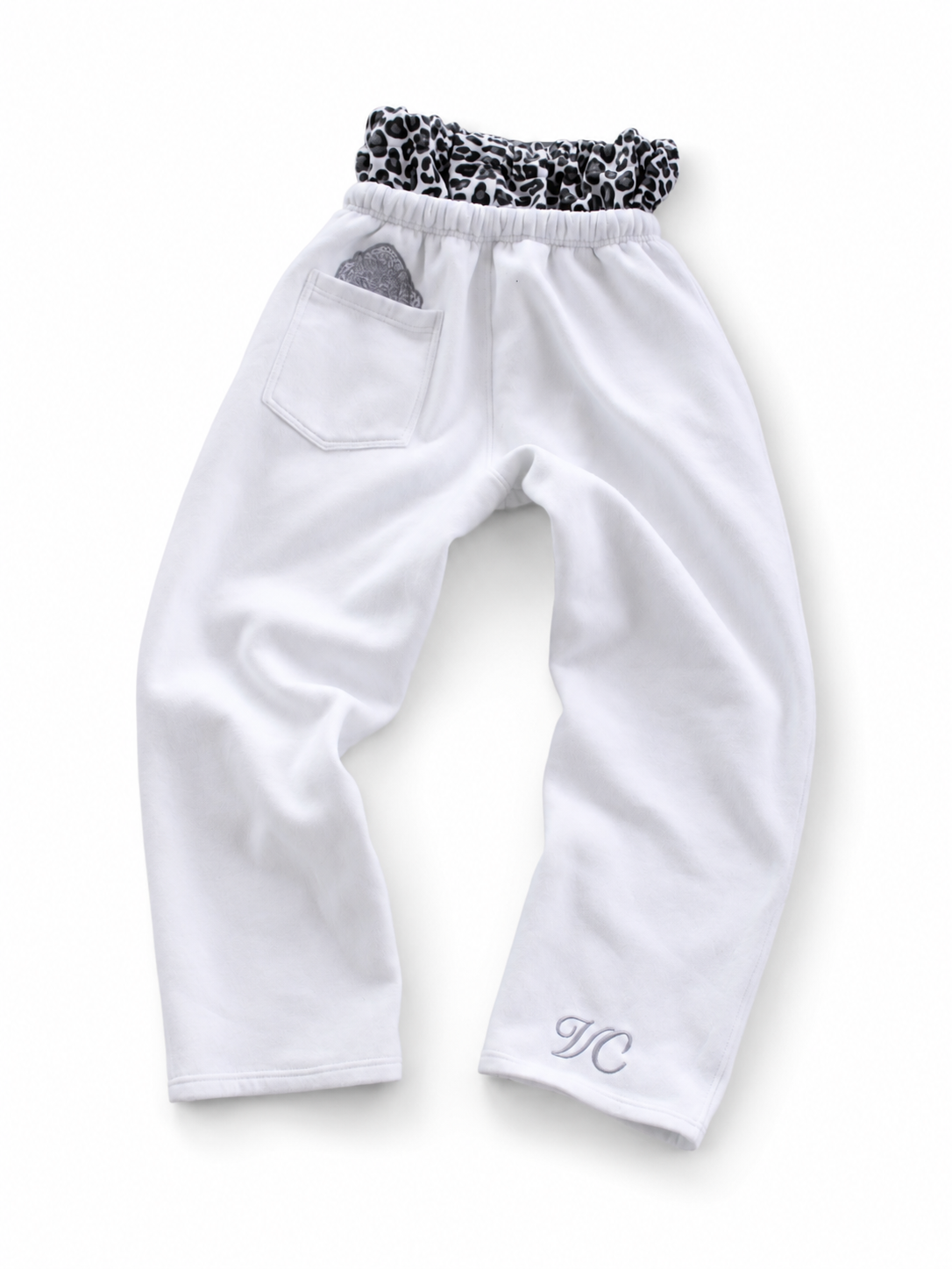 VYNL COLLECTIVE- WHITE DOUBLE WAISTED TRACKPANTS